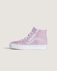 Kids Vans Little Kids Sk8-Hi Side Zip Shoe in Glitter Lilac Mist Purple