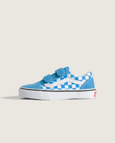 Kids Vans Little Kids Old Skool V Checkerboard Shoe in Checkerboard Bright Azure Blue