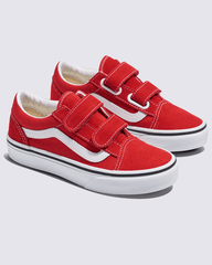 Kids Vans Little Kids Old Skool V Shoe in Racing Red / True White
