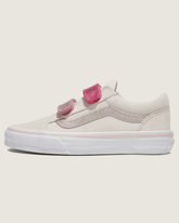 Kids Vans Little Kids Old Skool V Shoe in Marshmallow White / Metallic Pink