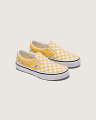 Kids|Sale Vans Little Kids Classic Slip-On Checkerboard Shoe in Banana Cream Yellow / White