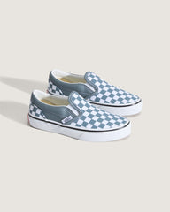 Kids|Sale Vans Little Kids Classic Slip-On Checkerboard Shoe in Checkerboard Stormy Weather Blue
