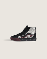 Kids|Sale Vans Little Kids Sk8-Hi Side Zip Halloween Shoe in In the Shadows Black / Port Red