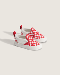 Kids Vans Toddler Classic Slip-On V Checkerboard Shoe in Checkerboard Racing Red / True White