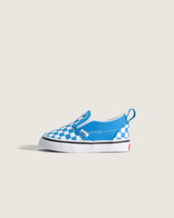 Kids Vans Toddler Classic Slip-On V Checkerboard Shoe in Checkerboard Bright Azure Blue