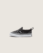 Kids Vans Toddler Classic Slip-On V Checkerboard Shoe in Checkerboard Black / Pewter Grey