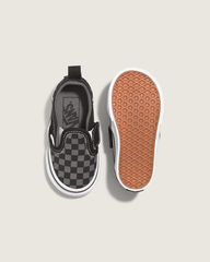 Kids Vans Toddler Classic Slip-On V Checkerboard Shoe in Checkerboard Black / Pewter Grey