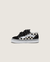 Kids Vans Toddler Old Skool V Checkerboard Shoe in Checkerboard Black / White