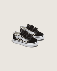Kids Vans Toddler Old Skool V Checkerboard Shoe in Checkerboard Black / White
