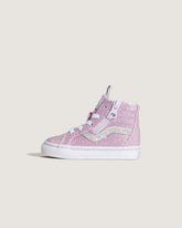 Kids Vans Toddler Sk8-Hi Side Zip Shoe in Glitter Lilac Mist Purple
