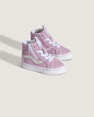 Kids Vans Toddler Sk8-Hi Side Zip Shoe in Glitter Lilac Mist Purple