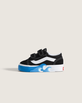Kids Vans Toddler Old Skool V Shoe in Black / Bright Azure Blue