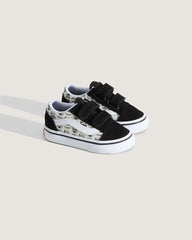 Kids Vans Toddler Old Skool V Shoe in Black / White