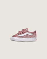 Kids Vans Toddler Old Skool V Shoe in Glitter Rose Gold Pink
