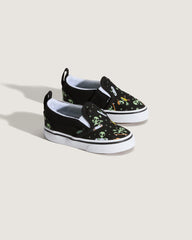 Kids Vans Toddler Classic Slip-On V Shoe in Black / Green