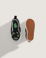 Kids Vans Toddler Classic Slip-On V Shoe in Black / Green