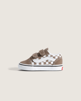 Kids Vans Toddler Old Skool V Checkerboard Shoe in Checkerboard Walnut Brown