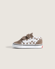 Kids Vans Toddler Old Skool V Checkerboard Shoe in Checkerboard Walnut Brown