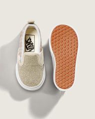 Kids|Sale Vans Toddler Classic Slip-On V Shoe in Glitter Plaid Incense Brown