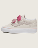 Kids|Sale Vans Toddler Old Skool V Shoe in Metallic Marshmallow White / Pink