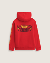 Kids Vans Kids Racing Flames Pullover Hoodie in Crimson Haze Red