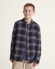 Kids Vans Kids Bixby Plaid Flannel Shirt in Dark Port Red / Pewter Heather Grey