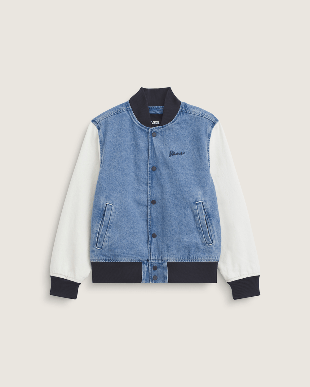 Kids Vans Kids Denim Baseball Jacket in Stonewash Blue