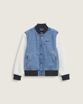 Kids Vans Kids Denim Baseball Jacket in Stonewash Blue