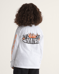 Kids Vans Little Kids Racing Flames Long Sleeve T-Shirt in White