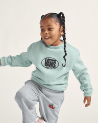 Kids Vans Little Kids Classic Oval Crew Sweatshirt in Grey Olive Green