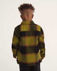 Kids Vans Little Kids Larkspur Plaid Flannel Shirt in Burnt Gold Yellow / Black