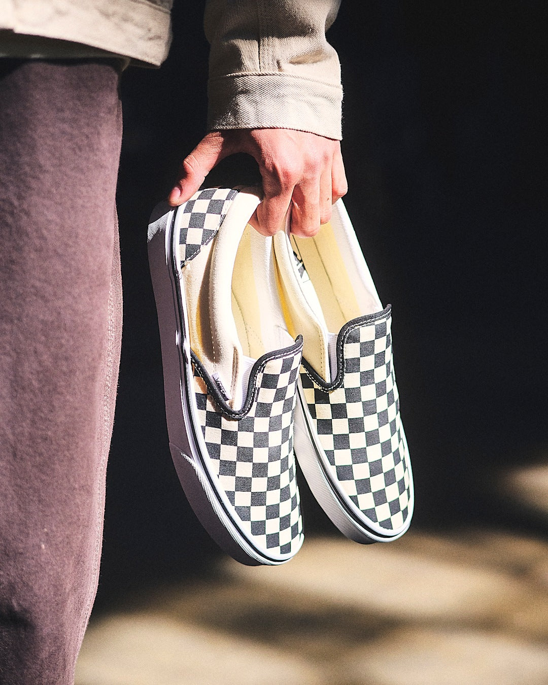 Women|Men Vans Classic Checkerboard Slip-On Black/White Shoe