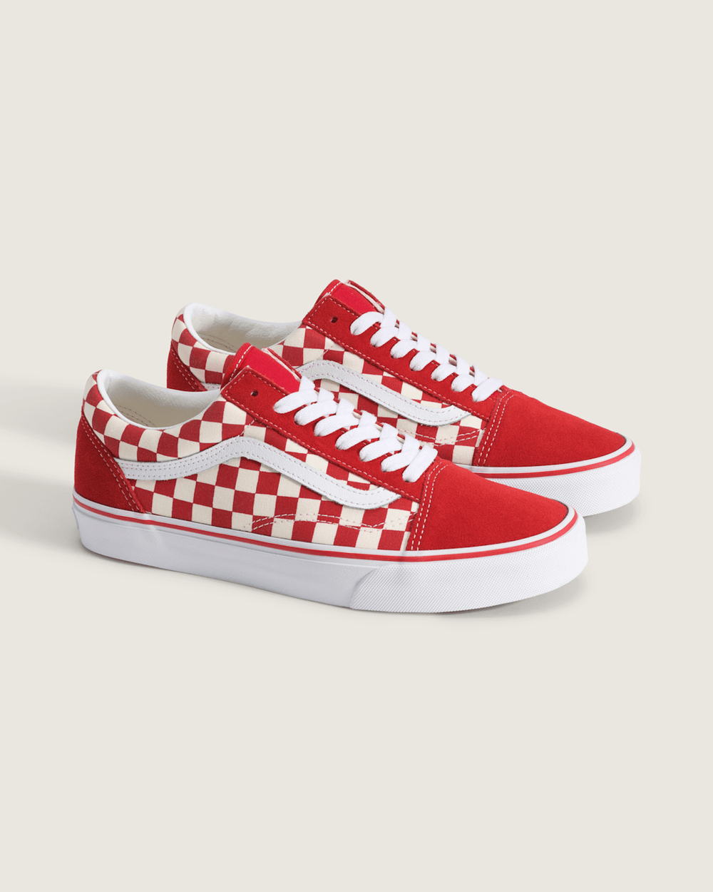 Women|Men Vans Old Skool Checkerboard Shoe in Checkerboard Racing Red / White