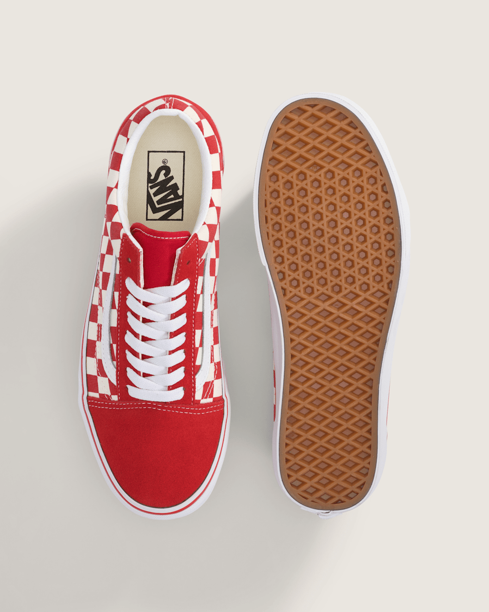 Women|Men Vans Old Skool Checkerboard Shoe in Checkerboard Racing Red / White