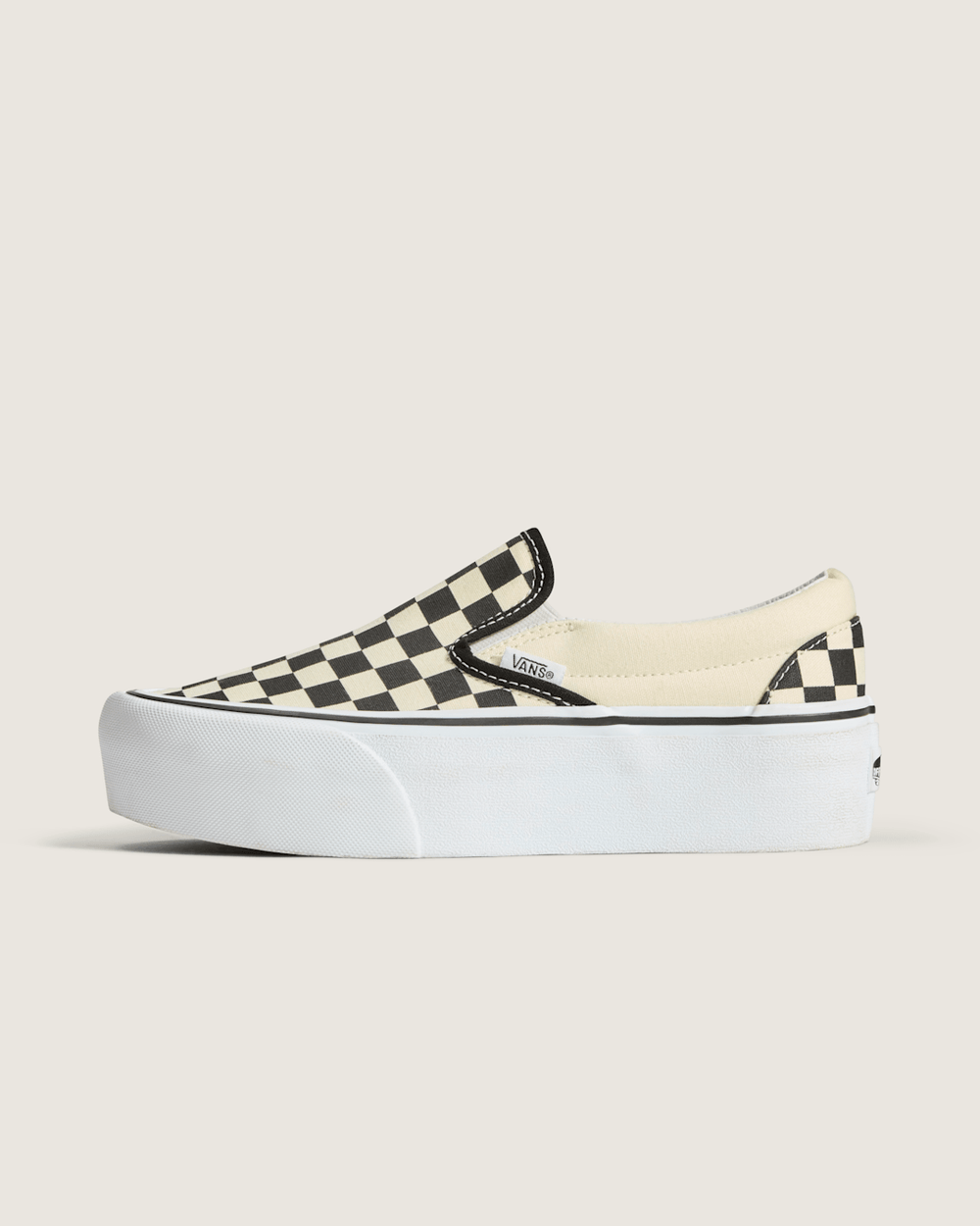 Women Vans Classic Slip-On Stackform Checkerboard Black/Classic White Shoe