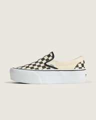 Women Vans Classic Slip-On Stackform Checkerboard Black/Classic White Shoe