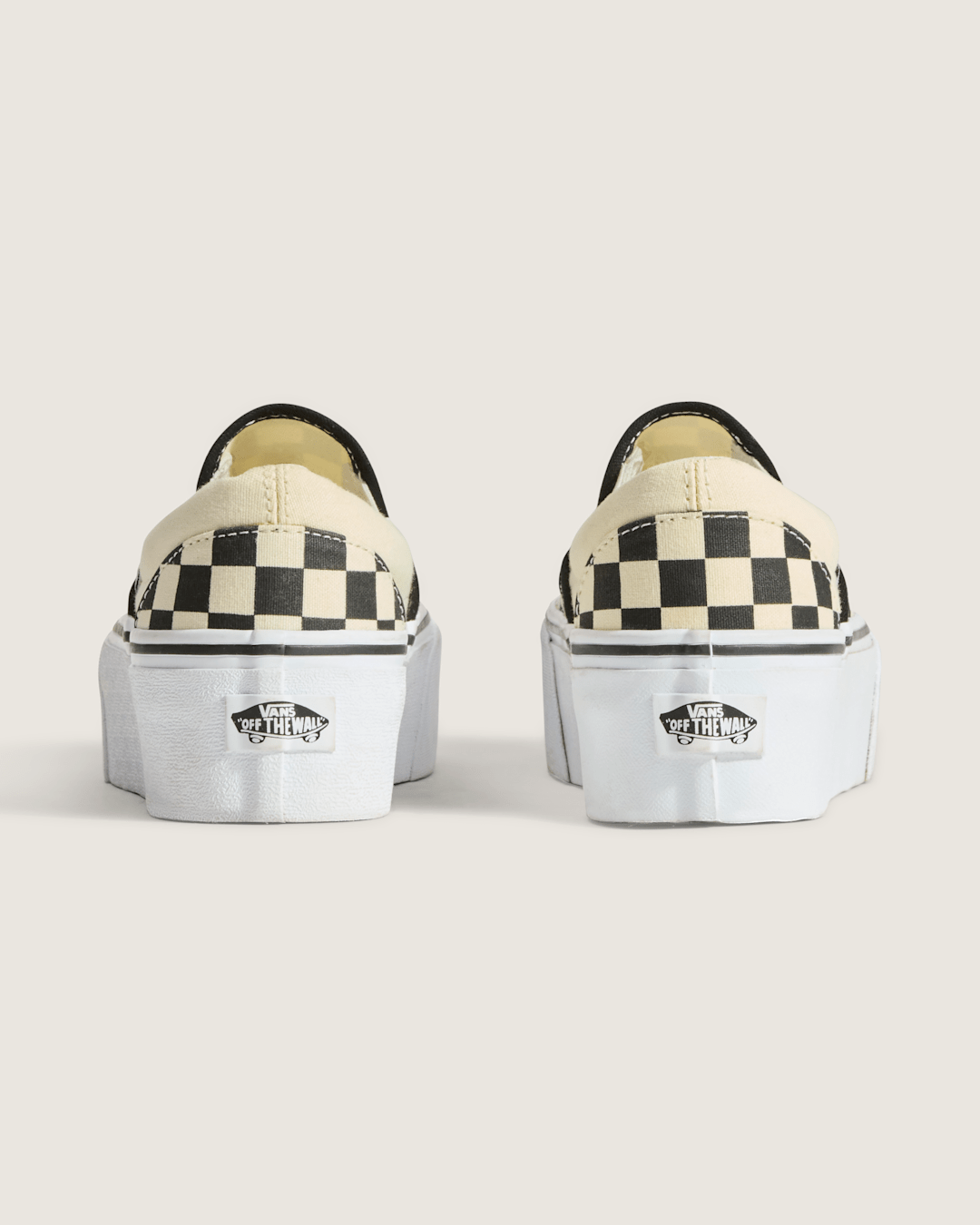 Women Vans Classic Slip-On Stackform Checkerboard Black/Classic White Shoe