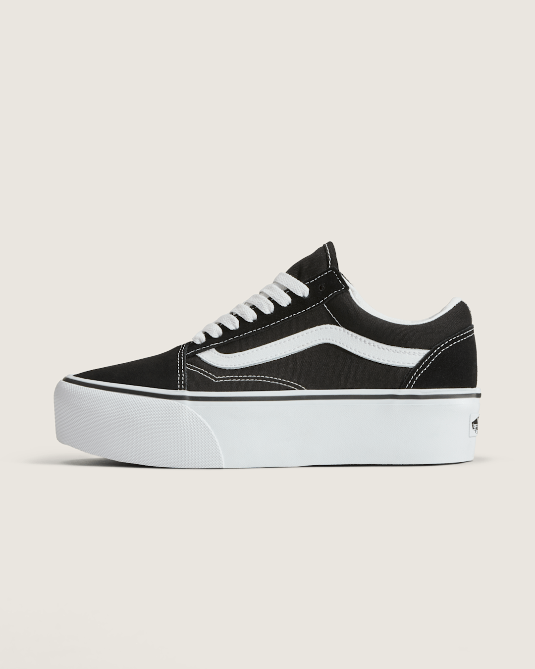 Women Vans Old Skool Stackform Suede/Canvas Black/True White Shoe
