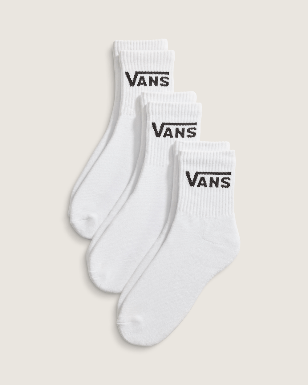 Women|Men Vans Classic Half Crew Socks 3-Pack in White