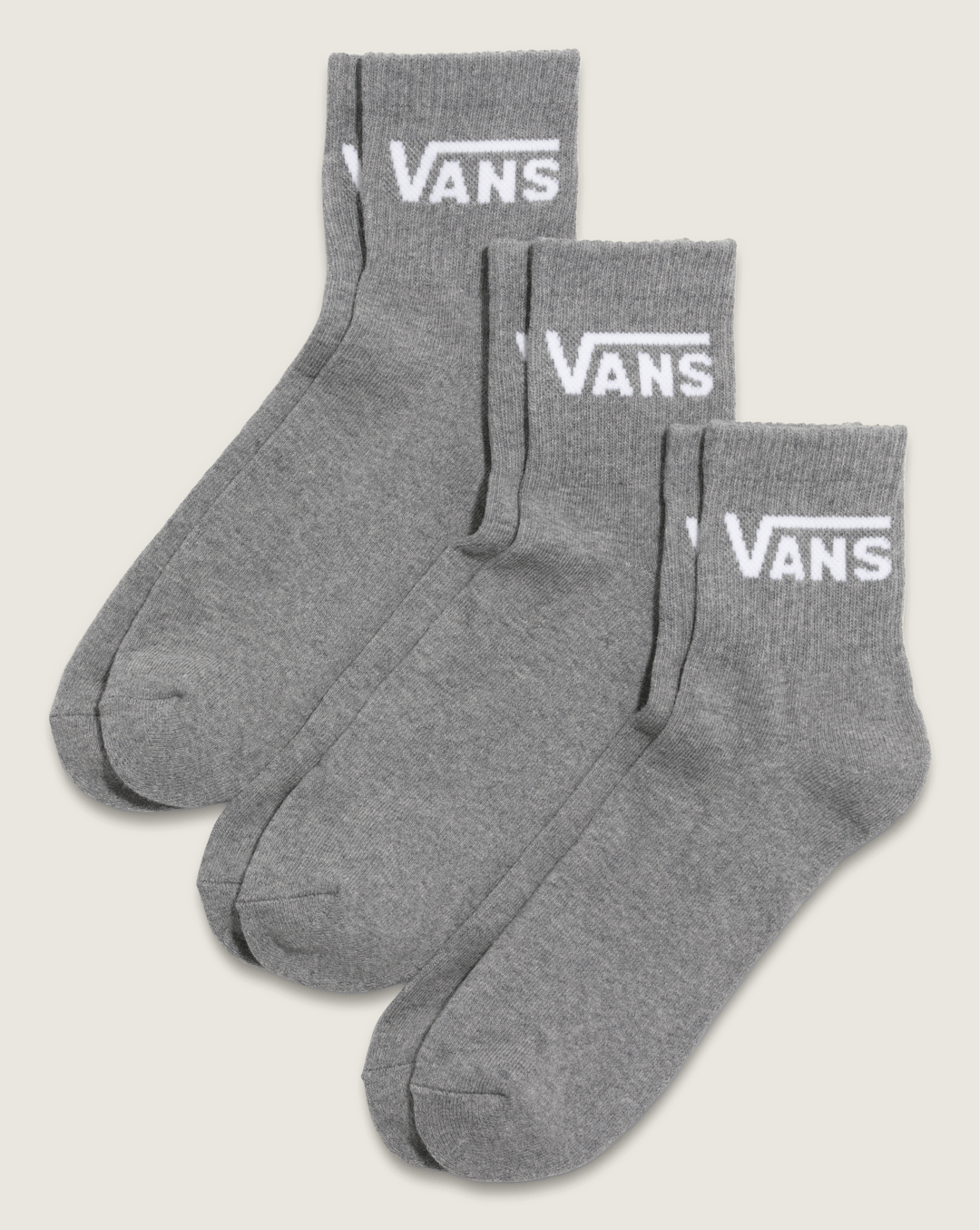 Women|Men Vans Classic Half Crew Socks 3-Pack in Heather Grey