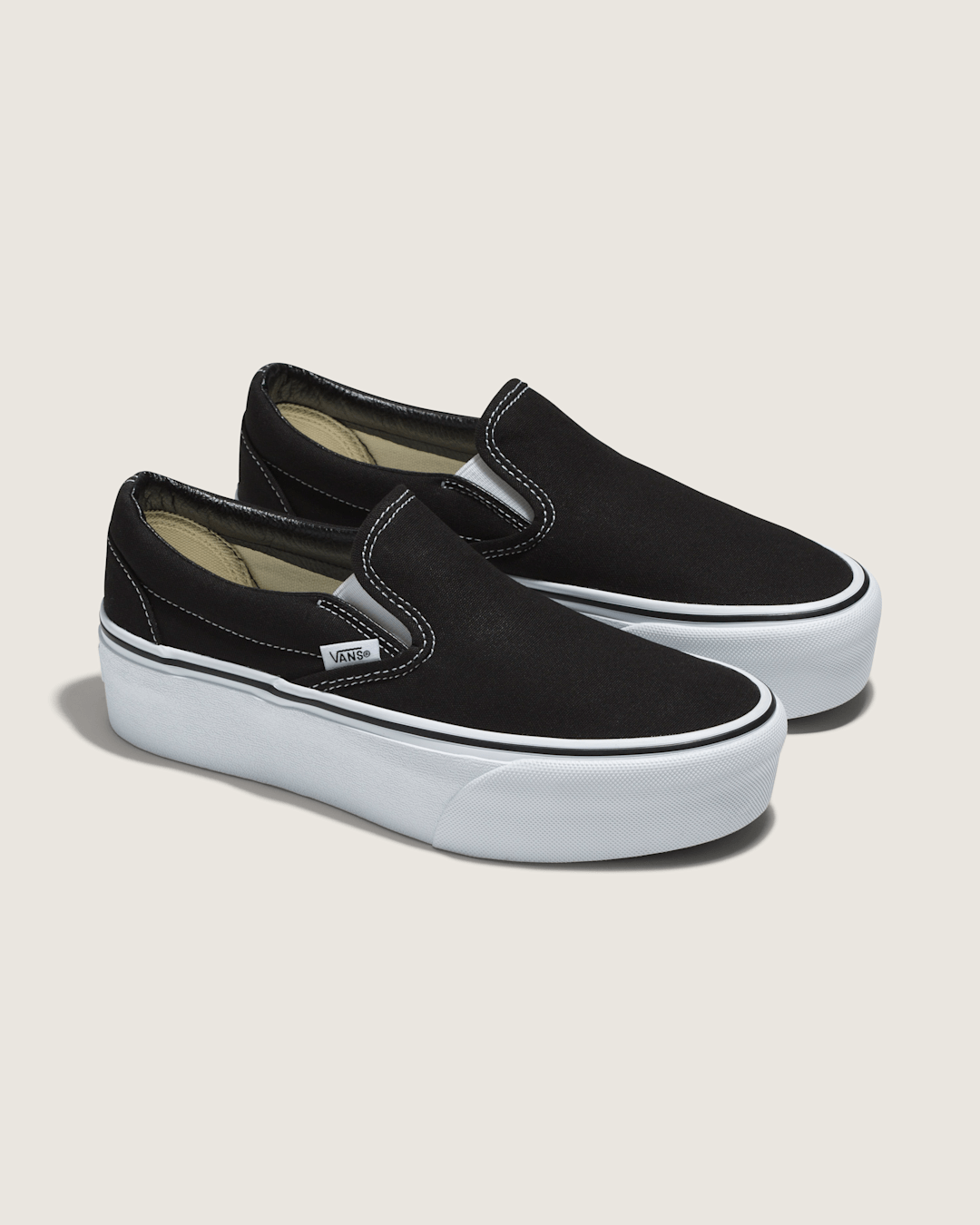 Women Vans Classic Slip-On Platform Shoe in Black / True White