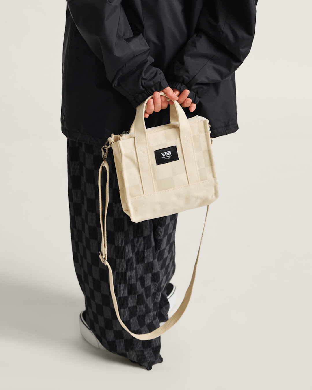 Women|Men Vans Lil Pergs Checkerboard Tote Bag in Oatmeal Beige