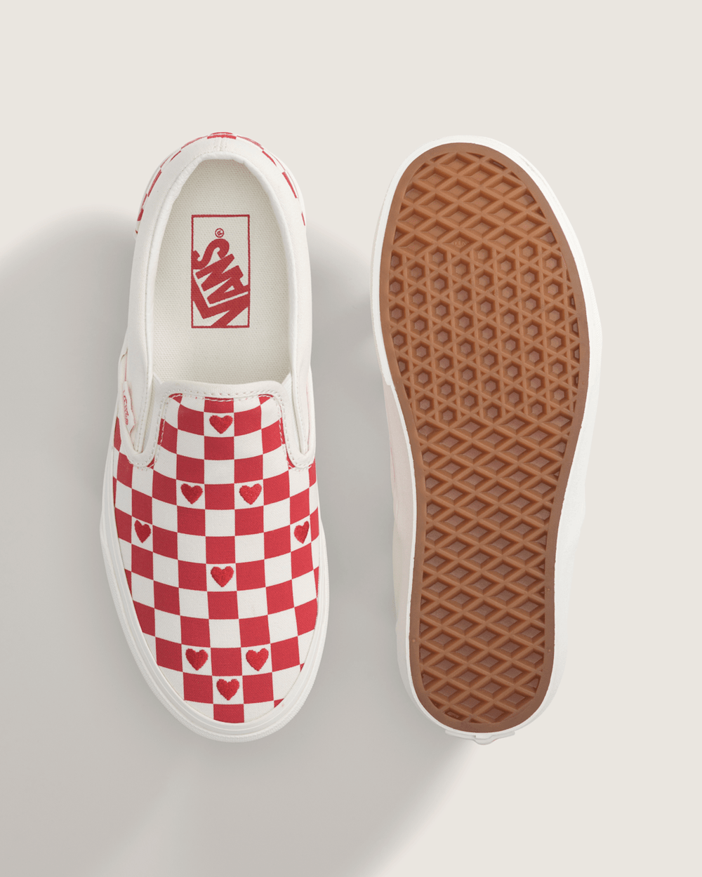 Women Vans Classic Slip-On Checkerboard Shoe in Checkerboard Racing Red