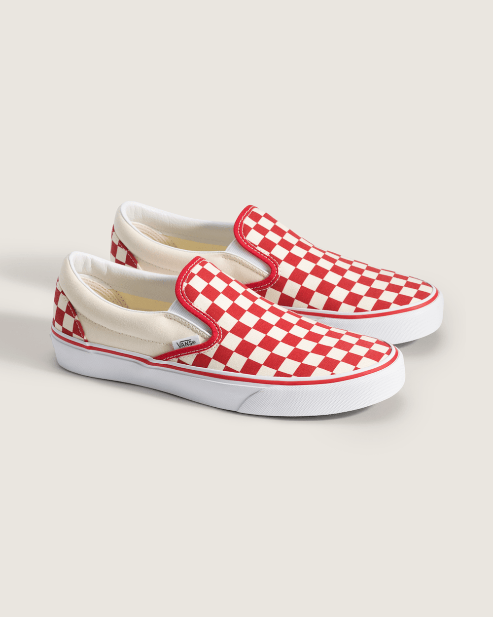 Women|Men Vans Classic Slip-On Checkerboard Shoe in Racing Red / White