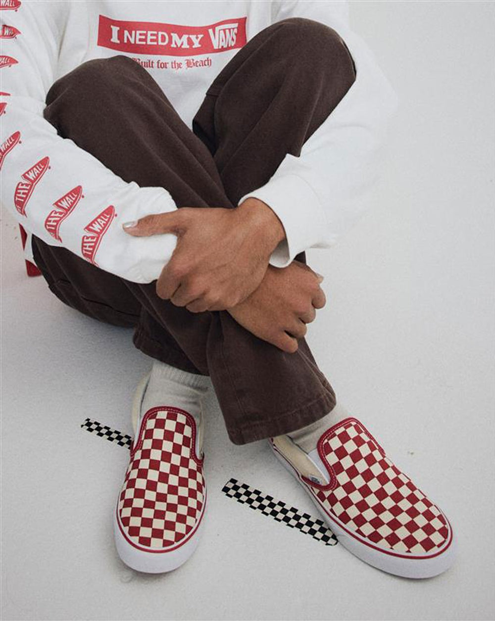 Women|Men Vans Classic Slip-On Checkerboard Shoe in Racing Red / White