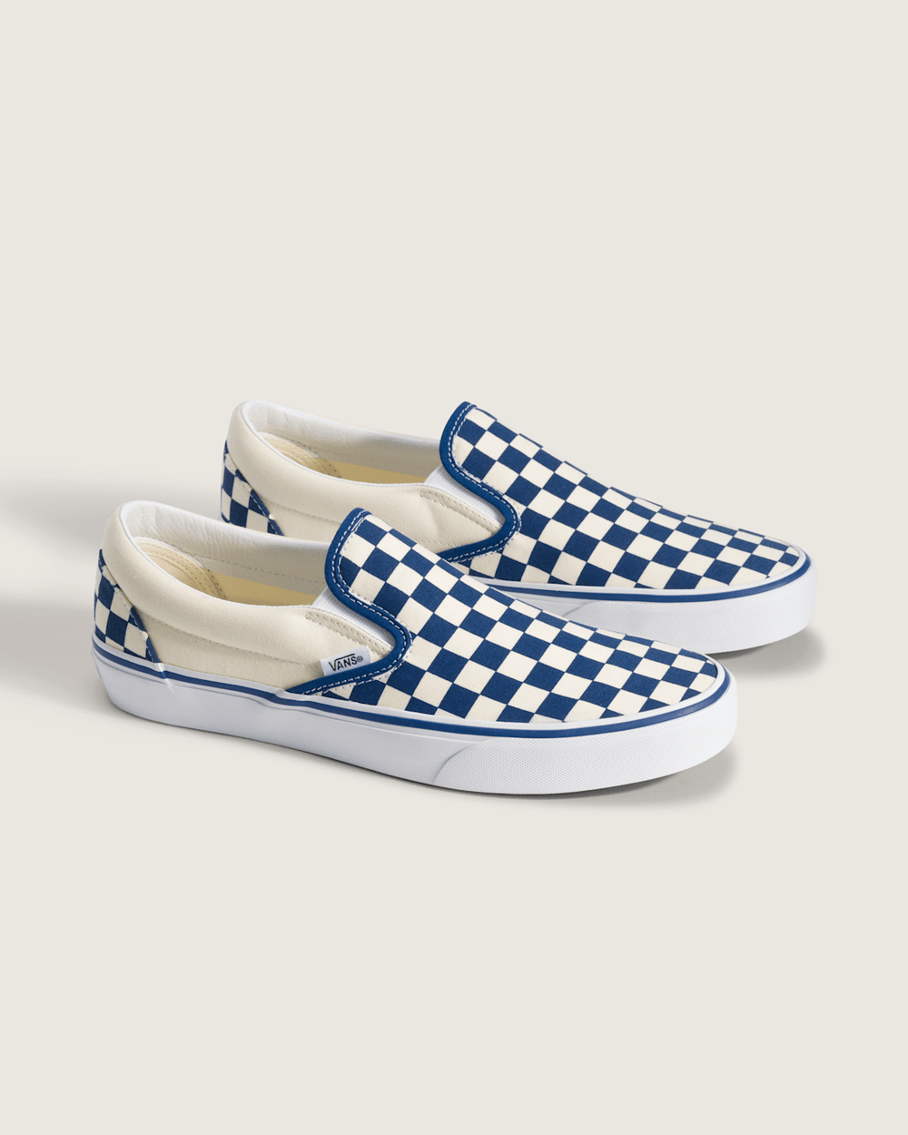 Women|Men Vans Classic Slip-On Checkerboard Shoe in True Blue / White