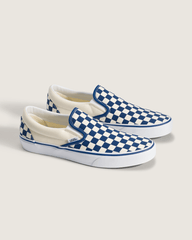 Women|Men Vans Classic Slip-On Checkerboard Shoe in True Blue / White