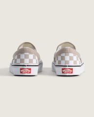 Women Vans Classic Slip-On Checkerboard Shoe in Checkerboard Mushroom Brown