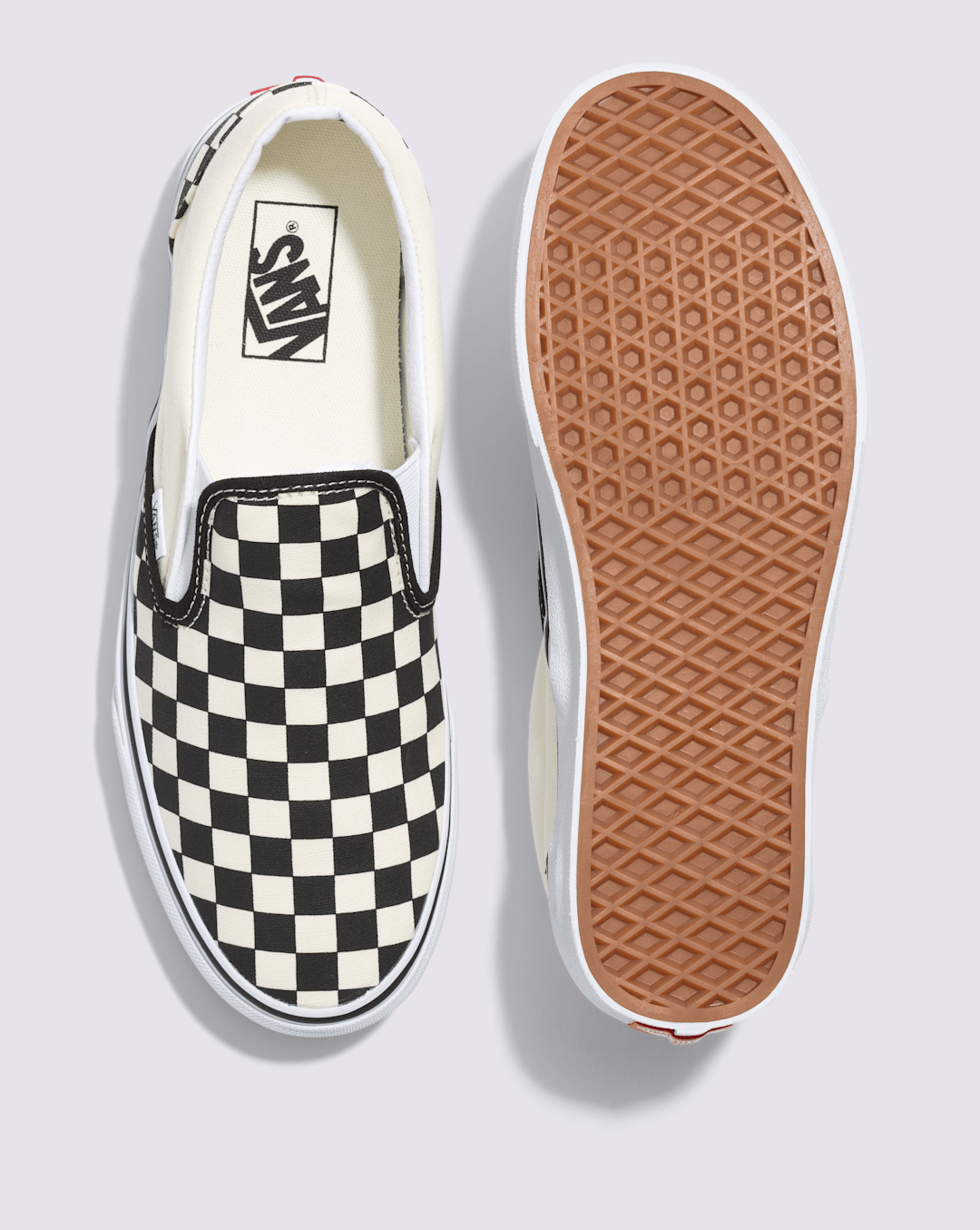 Women|Men Vans Classic Slip-On Wide Checkerboard Shoe in Checkerboard Black / Classic White