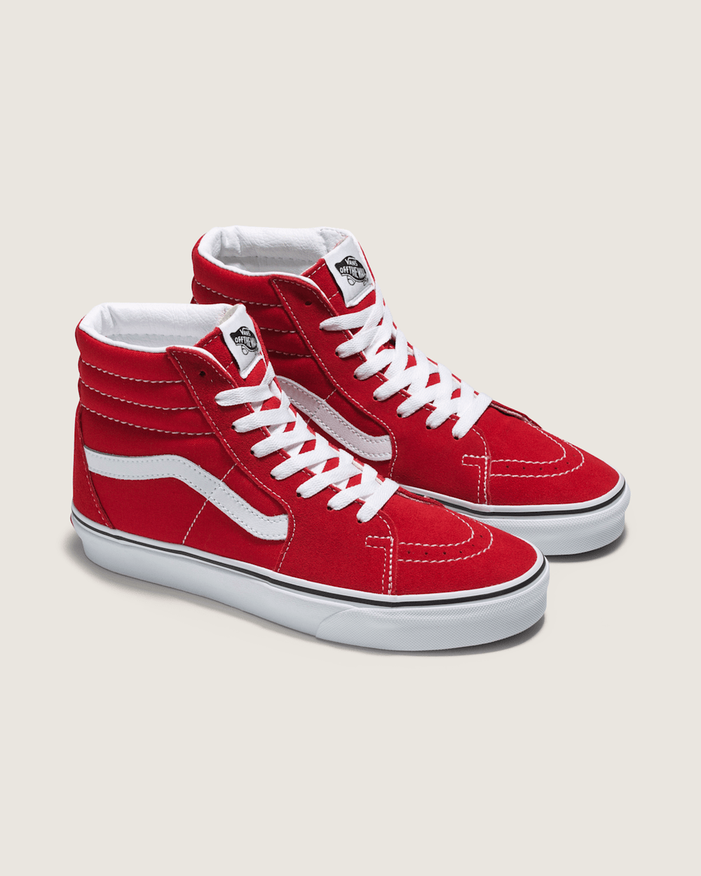 Women Vans Sk8-Hi Shoe in Racing Red / True White